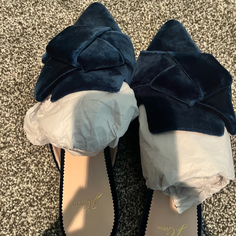 J. Crew Blue Velvet Mules